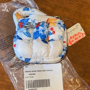 FP Movement Printed Micro Pouch in Ivory with Blue Floral NWT